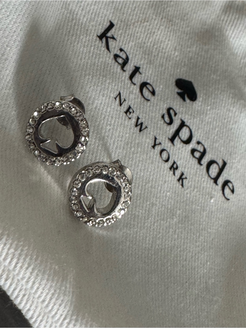 kate spade silver crystal halo logo stud earrings